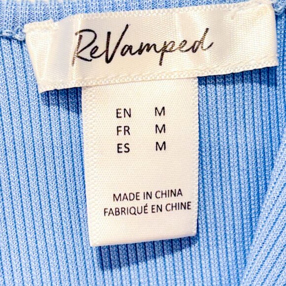 REVAMPED Blue Ribbed Bodysuit Minimalist Stretch Streetwear Top | Medium * - Picture 5 of 5